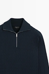 Pull en maille à col camionneur zippé