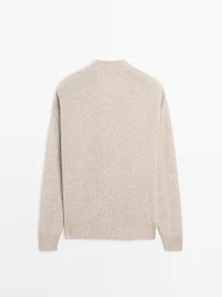 Wool blend V-neck knit cardigan