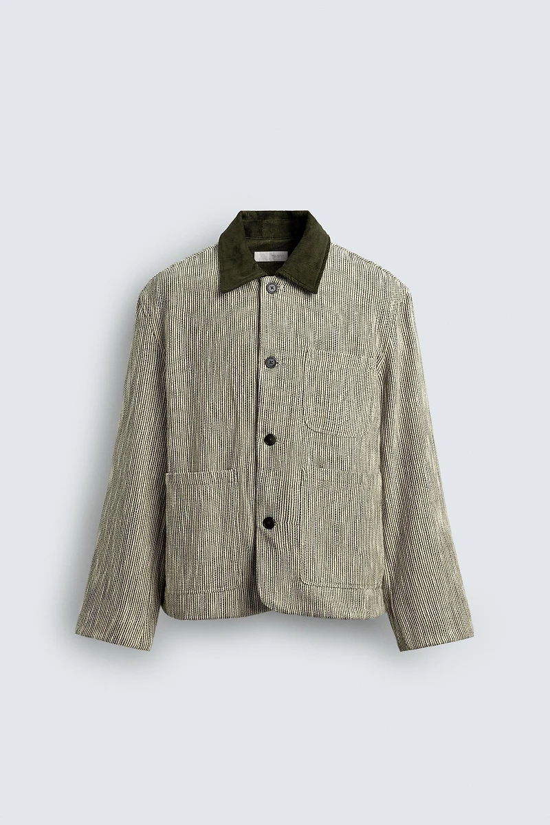 CONTRAST TEXTURED OVERSHIRT