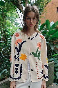 100% COTTON EMBROIDERED FLORAL JACKET