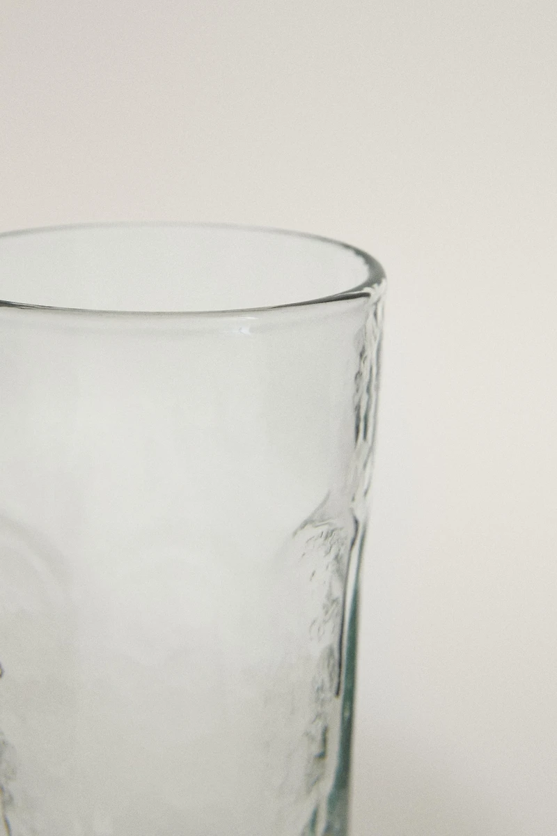 HAMMERED RAISED DESIGN GLASS TUMBLER