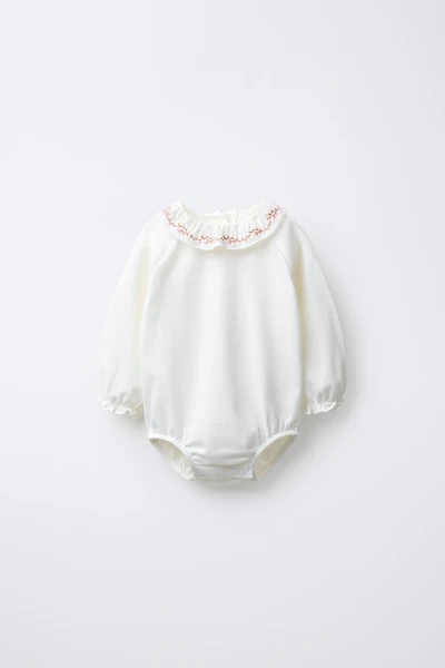 EMBROIDERED COLLAR BODYSUIT