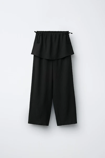 WIDE LEG PANTS WITH SKIRT AND TIES