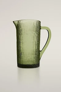 RAISED DESIGN GLASS PITCHER