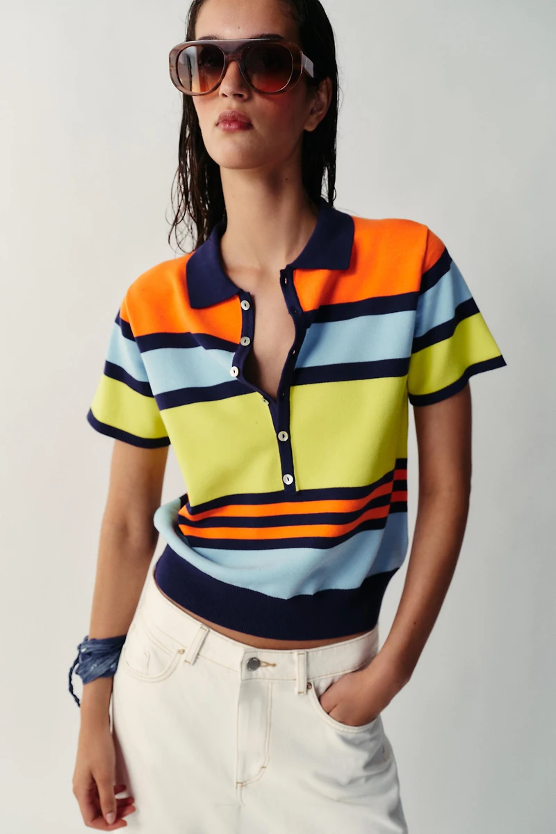 POLO EN MAILLE À RAYURES