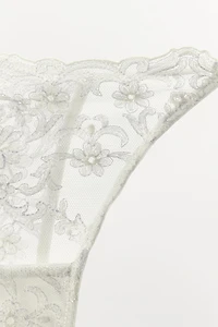EMBROIDERED LACE THONG