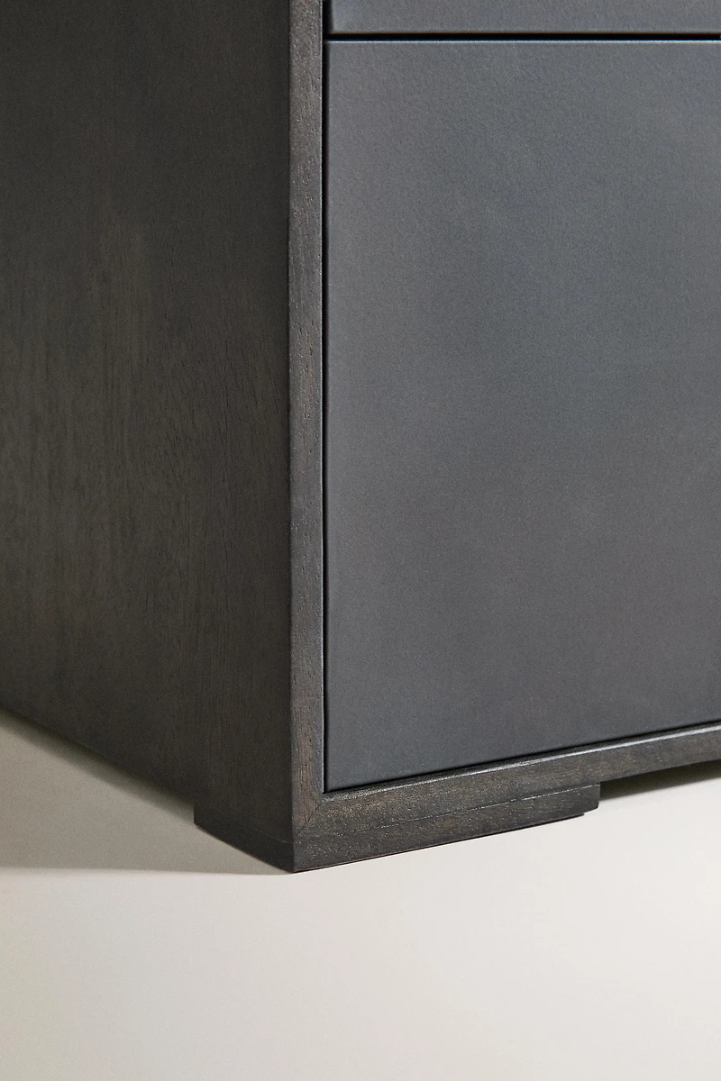 WOOD AND METAL BEDSIDE TABLE