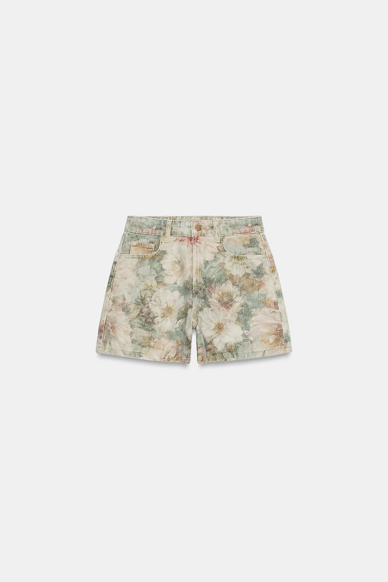 Z1975 MID-RISE FLORAL PRINT SHORTS