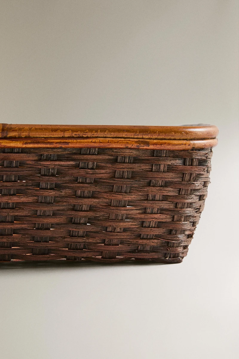 RECTANGULAR RATTAN BASKET
