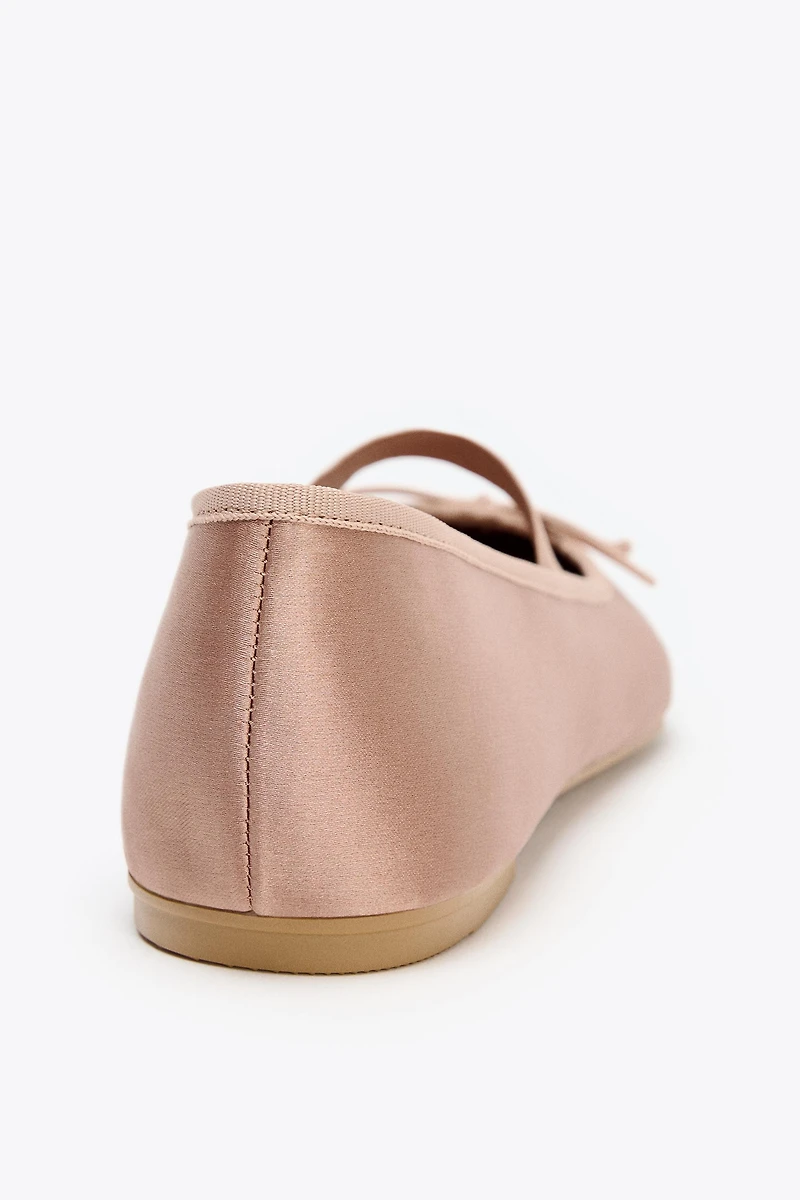 SATIN BOW BALLET FLATS