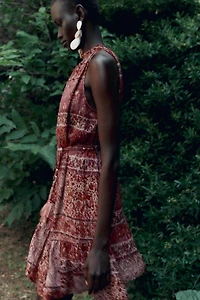 PATCHWORK PRINT MINI DRESS WITH BELT