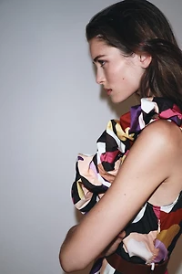 ROBE MIDI EN POPELINE IMPRIMÉE