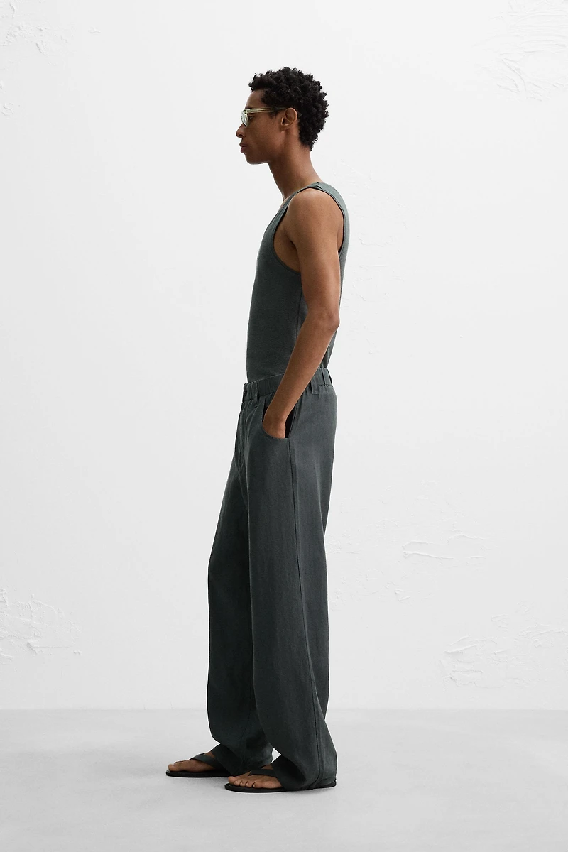 RIBBED COTTON-HEMP TANK TOP