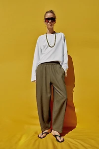 LINEN BARREL PANTS