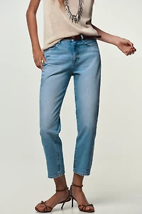 Z1975 NEW MOM FIT HIGH WAIST BELTED JEANS