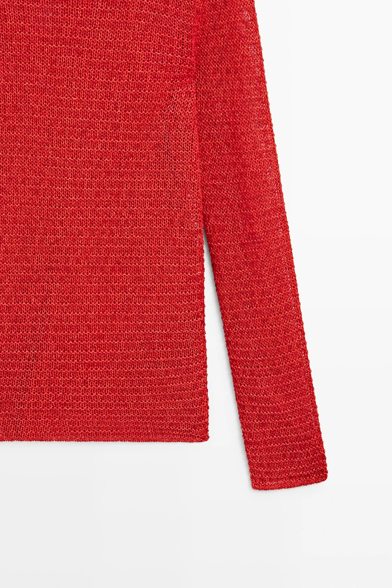 Boat neck knit sweater