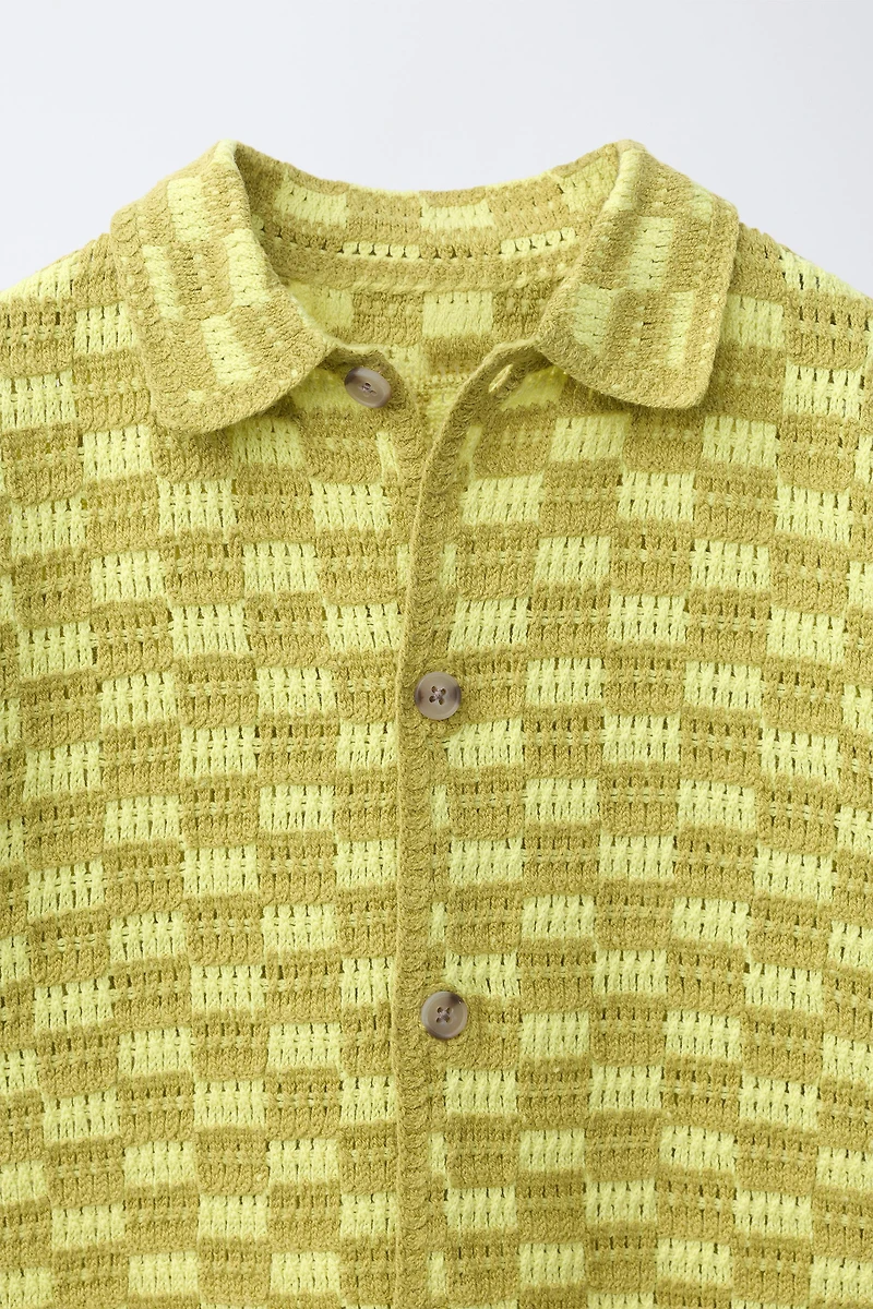 CHECKERBOARD CROCHET SHIRT