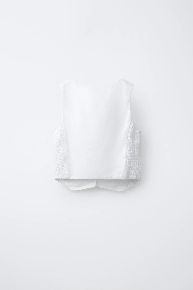 ELASTICATED LINEN BLEND VEST