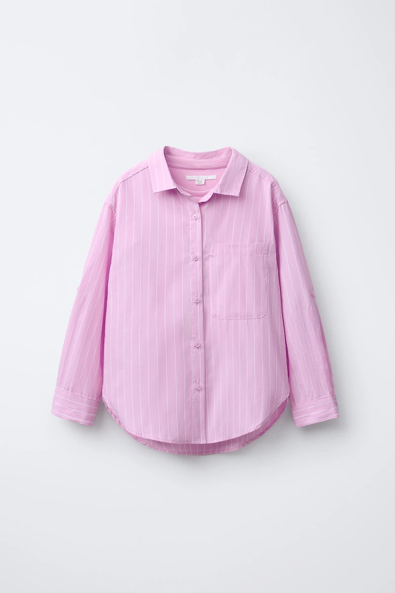 STRIPED POPLIN SHIRT AND RIB T-SHIRT PACK