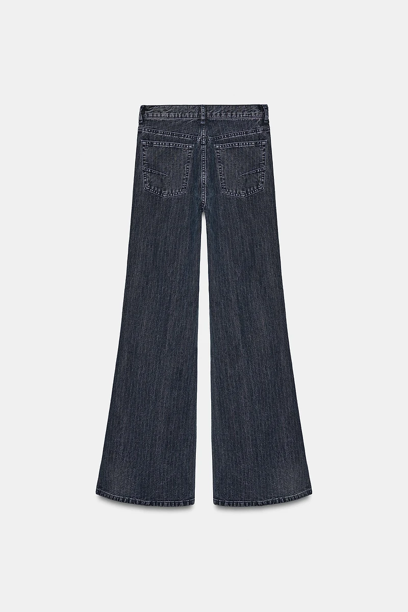 ZW COLLECTION HIGH-WAIST STRIPED FLARE JEANS