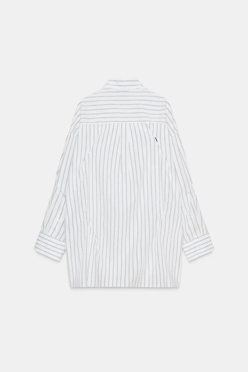 CHEMISE OVERSIZE EN POPELINE AVEC SURPIQÛRES