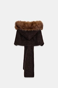 FAUX FUR SCARF HOOD