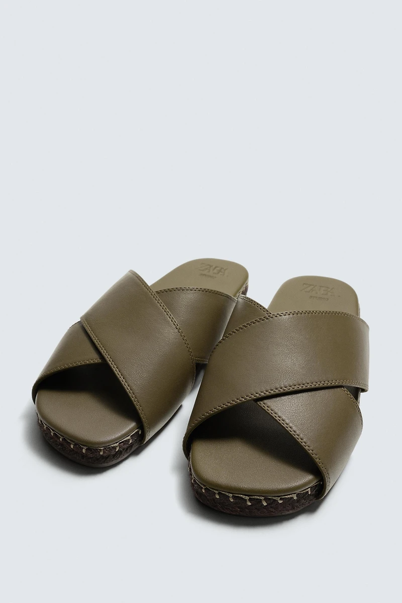 CRISSCROSS LEATHER SANDALS