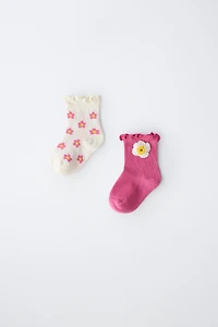 TWO-PACK OF SHORT FLORAL SOCKS