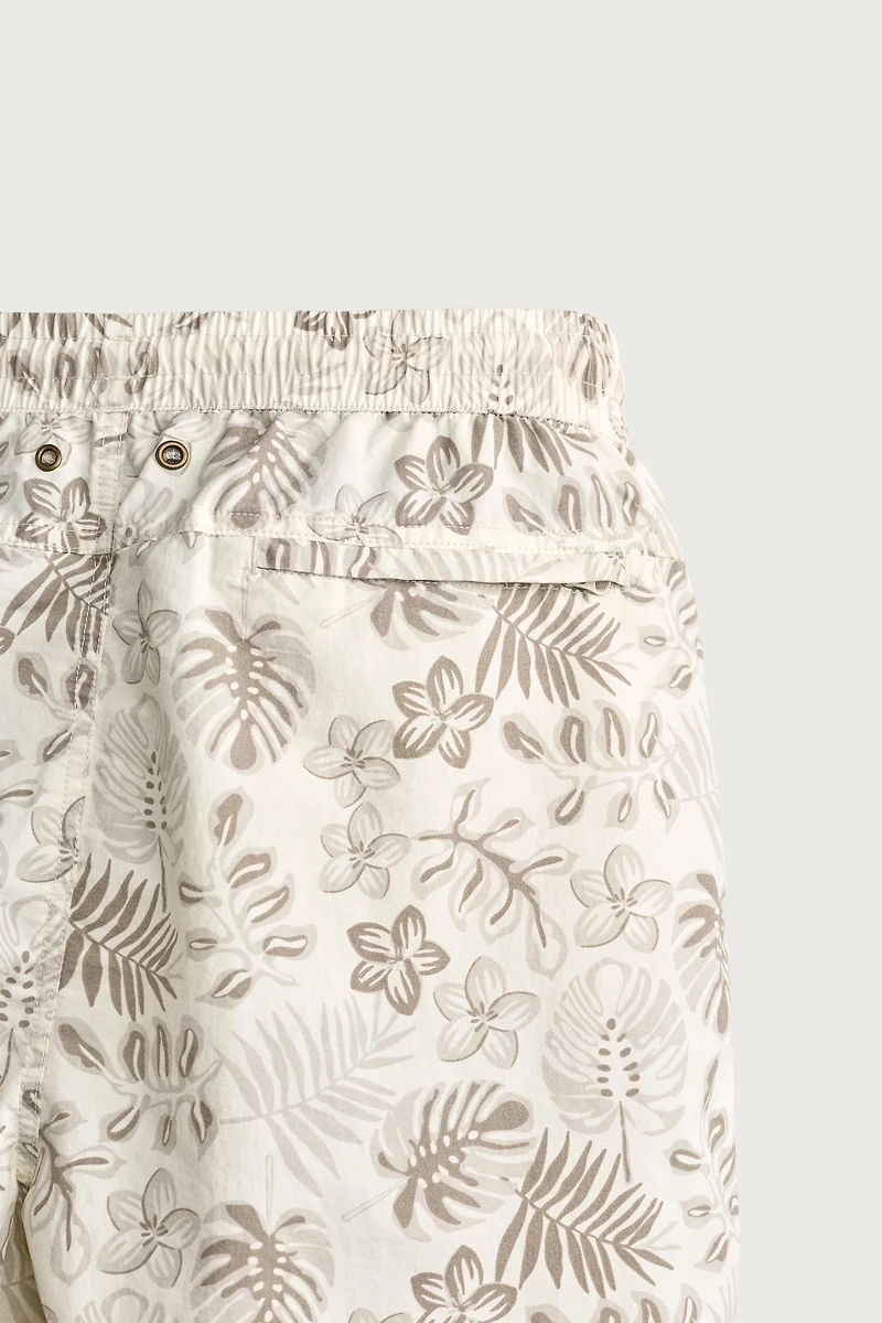 LONG FLORAL PRINT SWIM SHORTS
