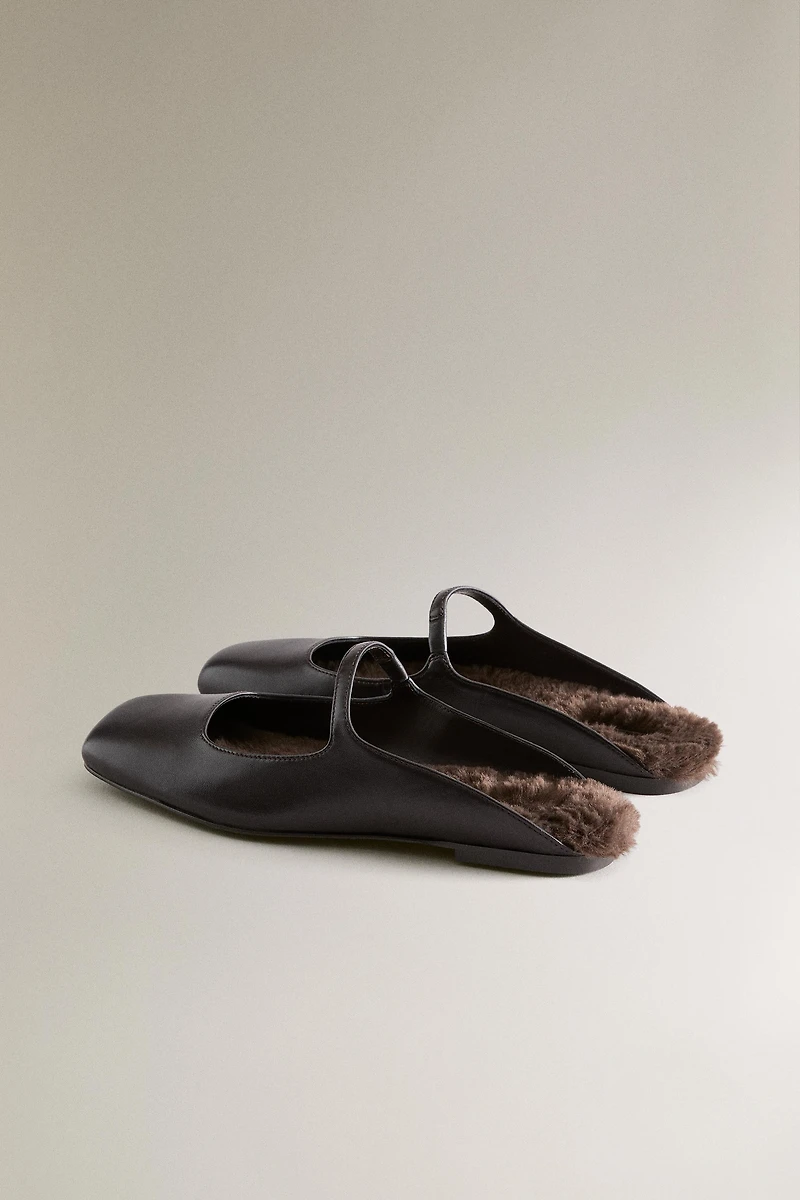 WARM LEATHER MULES