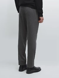 Pantalon à pinces en flanelle de laine mélangée