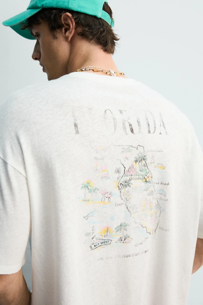 WASHED COTTON - LINEN FLORIDA T-SHIRT