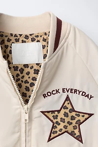ANIMAL PRINT PATCH BOMBER JACKET