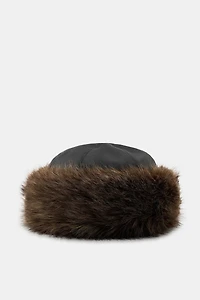 DOUBLE-FACED FAUX LEATHER HAT