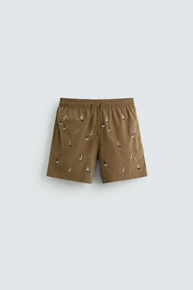 EMBROIDERED MID-LENGTH SWIMSUIT