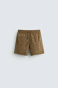 EMBROIDERED MID-LENGTH SWIMSUIT