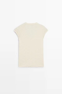 Textured V-neck T-shirt