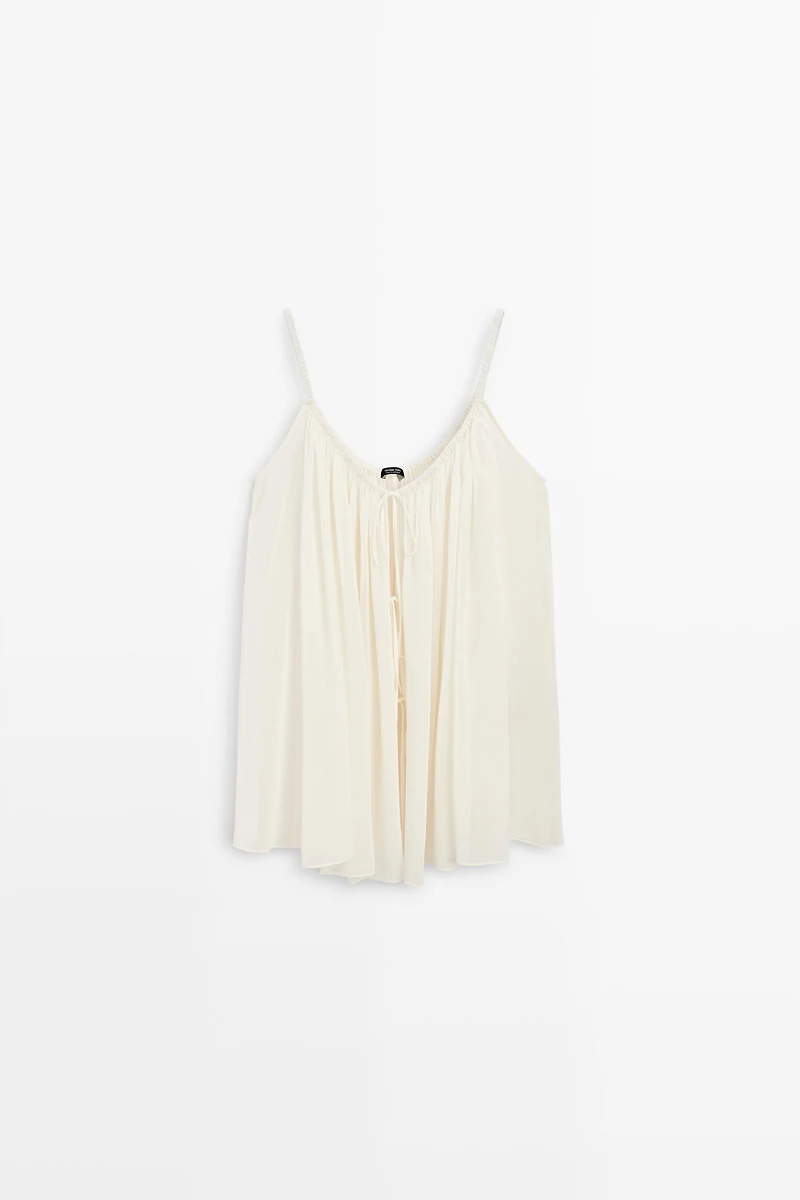 Cotton cupro blend camisole with bow details