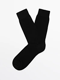 Plain knit cotton blend socks
