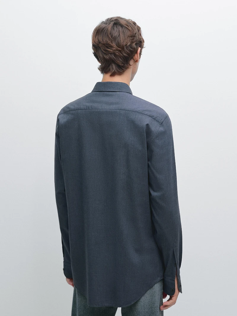 Chemise slim chinée en twill