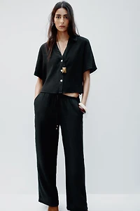 ELASTIC WAIST WIDE LEG PANTS