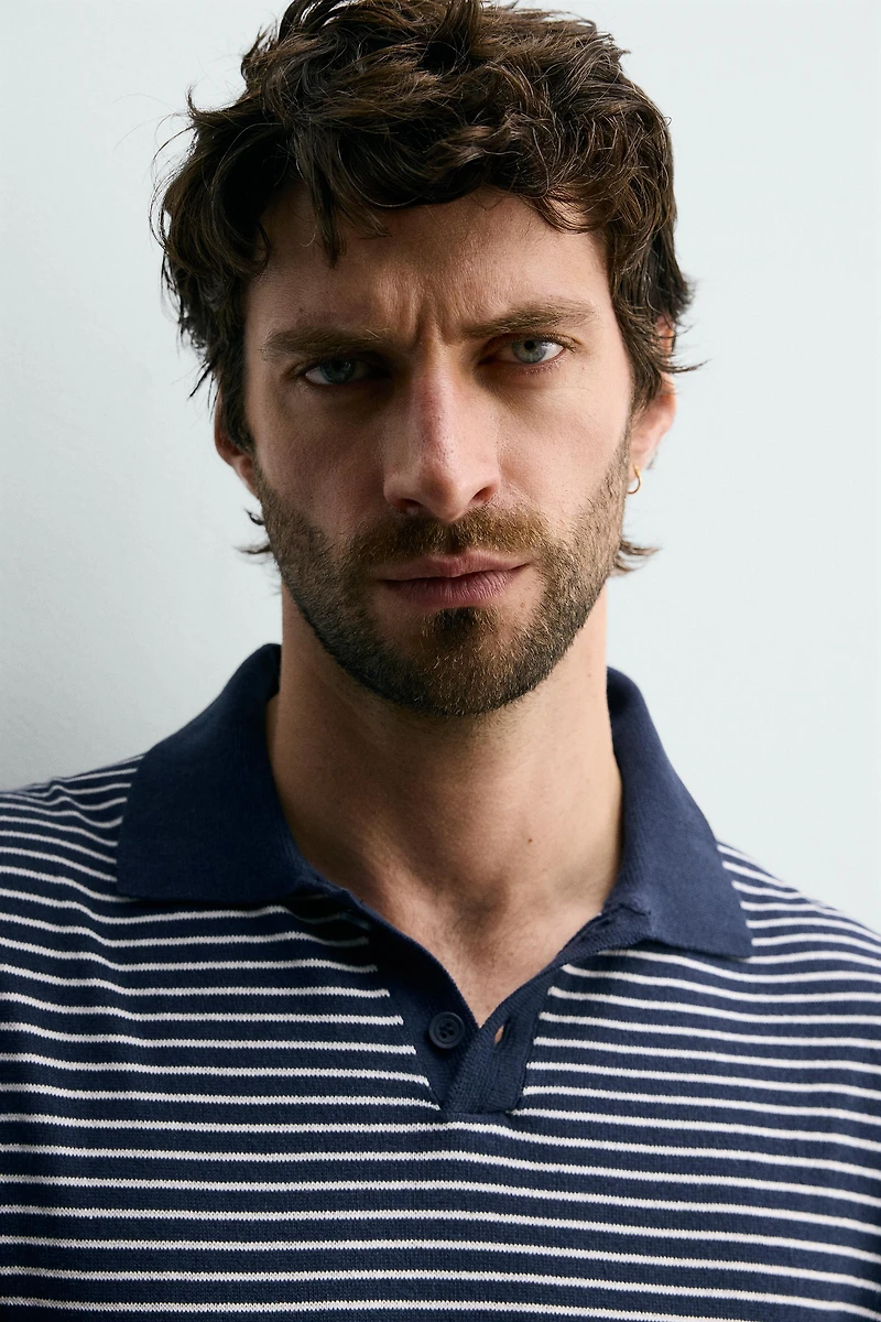 STRIPED JACQUARD KNIT POLO