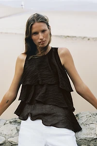 ASYMMETRIC RUFFLED TOP