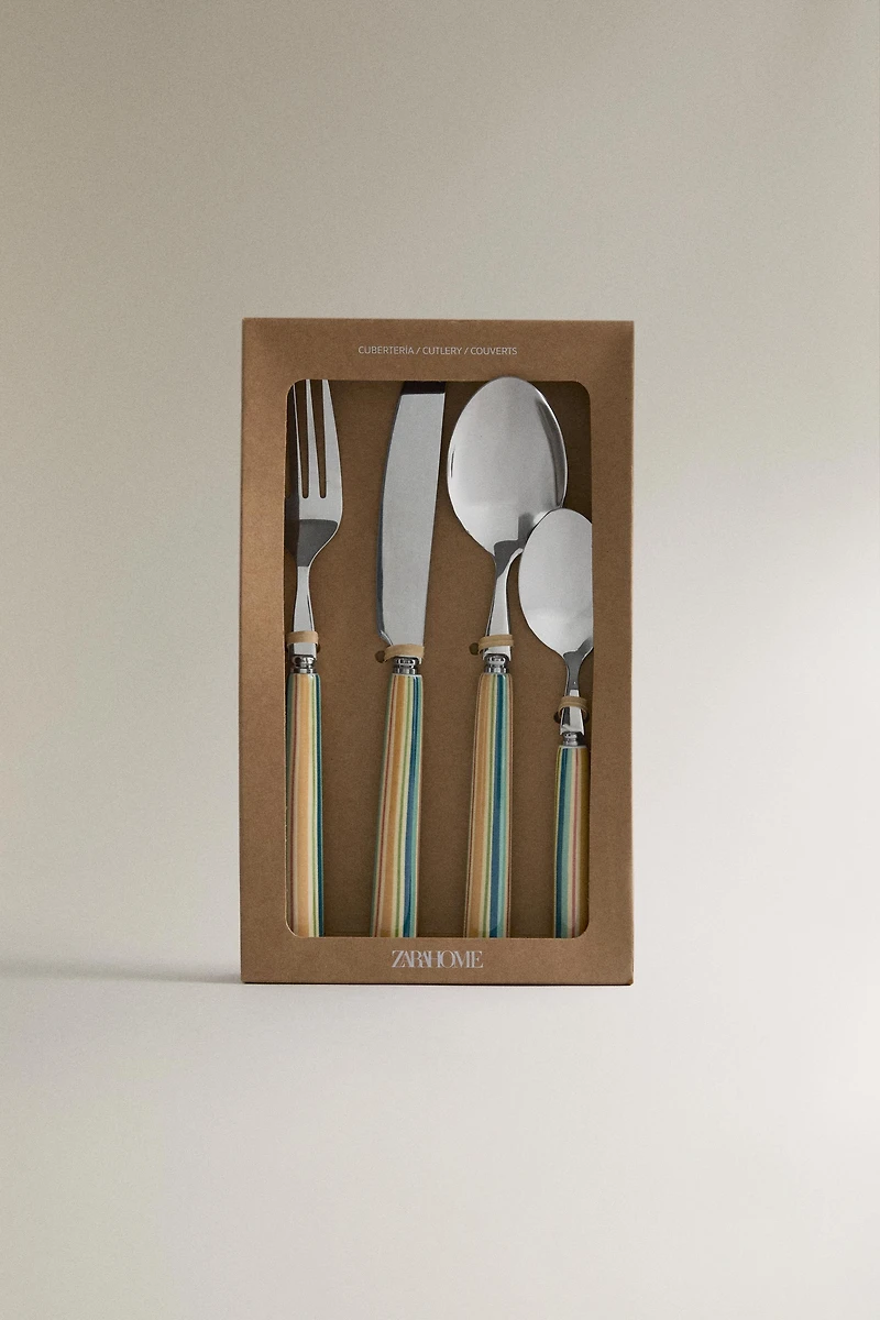 CERAMIC HANDLE FLATWARE SET (SET OF 4)
