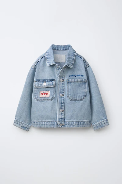 EMBROIDERED HEART DENIM JACKET
