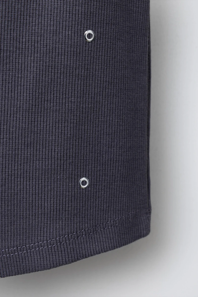 RIBBED TURTLENECK T-SHIRT WITH STAR STUDS