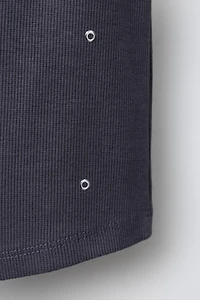 RIBBED TURTLENECK T-SHIRT WITH STAR STUDS