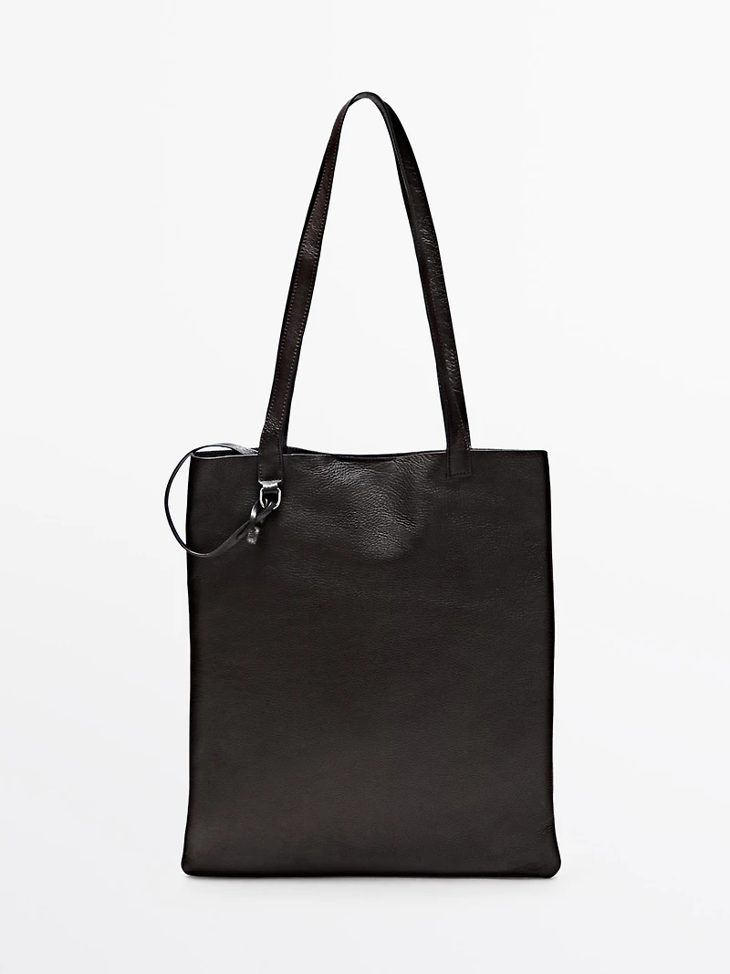 Tote bag avec détail pochette en cuir nappa