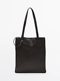 Tote bag avec détail pochette en cuir nappa