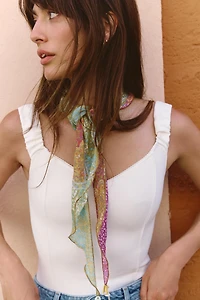 PRINTED BEADED POMPOM BANDANA